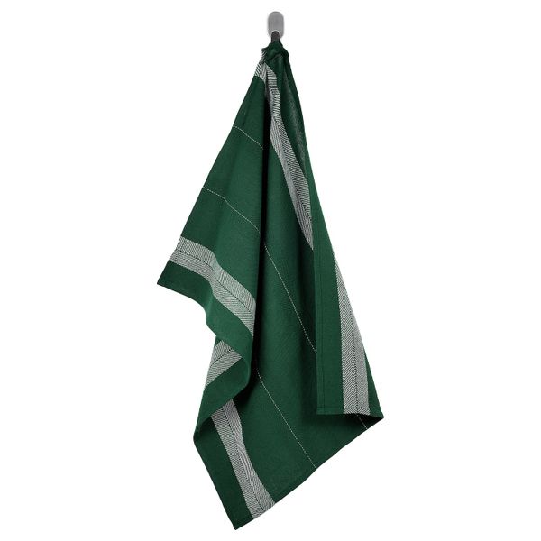 Полотенце, темно-зеленый/белый ручная работа 50x70 см IKEA БОТАНИСК 204.669.22 - фото 2