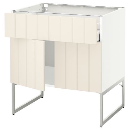 Напольный шкаф, полки, ящик, 2 двери МЕТОД / МАКСИМЕРА, белый, Хитарп белый с оттенком