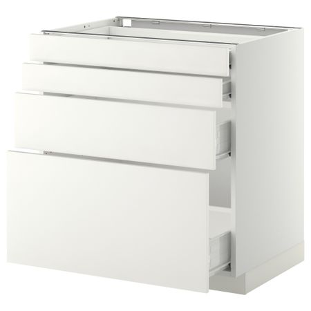 Напольный шкаф 4 фронтальных панели, 4 ящика МЕТОД / ФОРВАРА, белый, Хэггеби белый