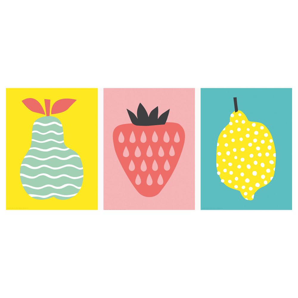 Набор постеров, 3 штуки ТРИЛЛИНГ, Три фрукта (30x40 см) - схема-чертеж с размерами