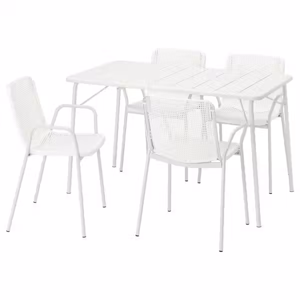 TORPARÖ Стол+4 кресла, д/сада - складной белый/белый 130x74 см - фото 1