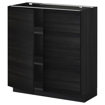 Напольный шкаф с полками/2двери, черный, Тингсрид черный 80x37 см IKEA МЕТОД 192.318.35
