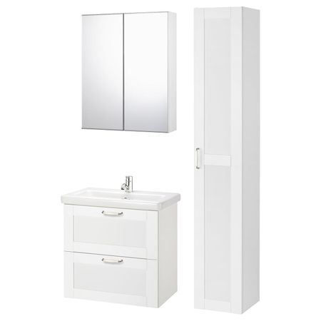 Комплект мебели для ванной,8 предм., Йельсен белый/ПИЛКОН смеситель 64x43x65 см IKEA FISKÅN ФИСКОН / TVÄLLEN ТВЭЛЛЕН 694.373.58