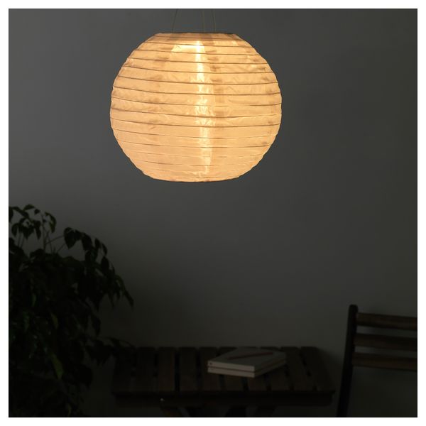 Подвесной светильник на солнечн батарея СОЛВИДЕН, шаровидный белый (30 см) - фото 3