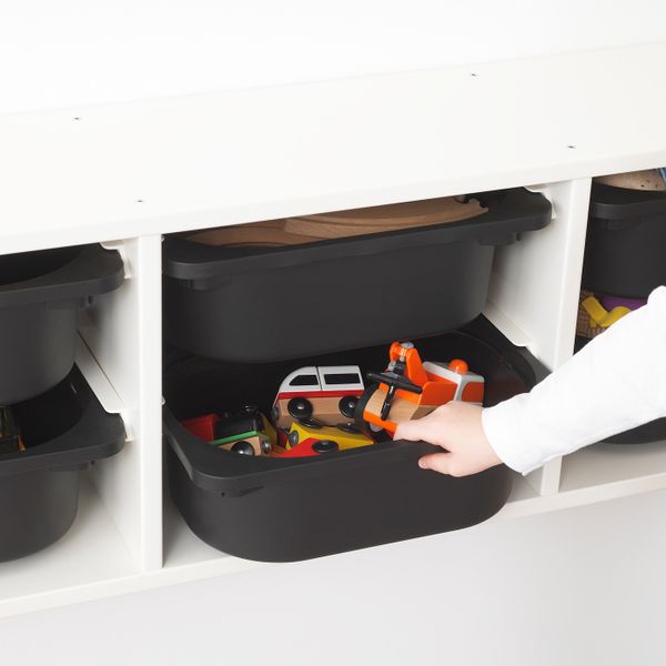 Настенный модуль для хранения, белый, черный 99x21x30 см IKEA TROFAST ТРУФАСТ 992.222.24 - фото 3