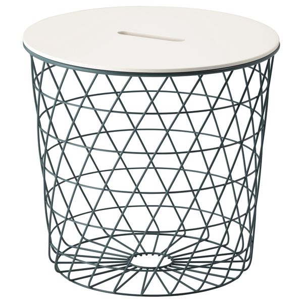 Столик с отделениями для хранения КВИСТБРУ, бирюзовый (44 см) - фото 2