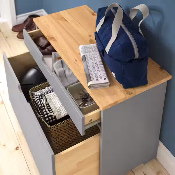 KALLSÖ КАЛЛСЁ Скамья с ящиком - серый 80x38x56 см - фото 3