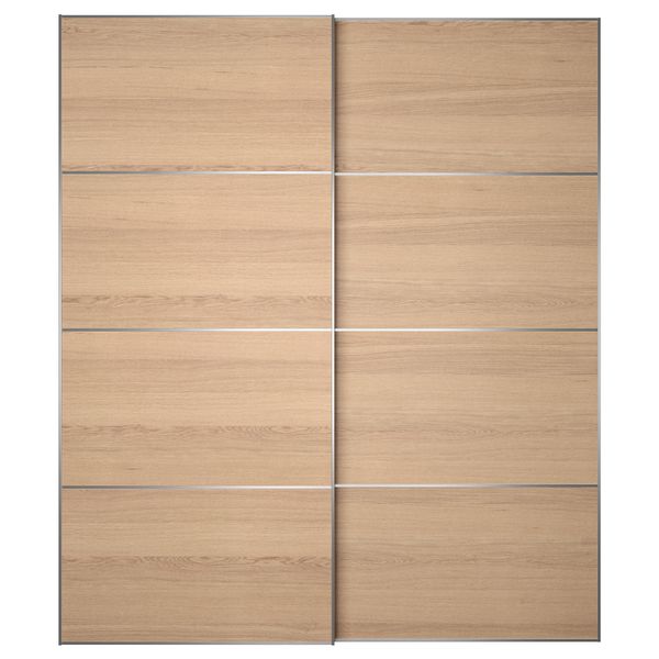 Пара раздвижных дверей ИЛЬСЕНГ, дубовый шпон, беленый - фото 1