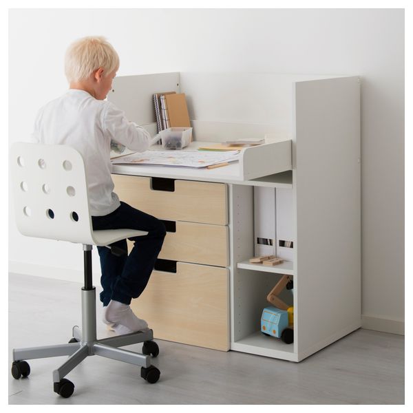 Пеленальный столик с 3 ящиками СТУВА, белый, под березу (90x79x102 см) - фото 4