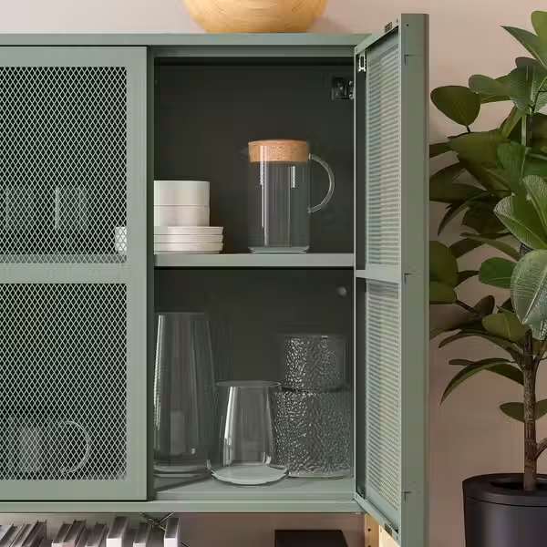 IVAR Шкаф с дверями - сосна/серо-зеленый сетка 89x30x124 см - фото 4