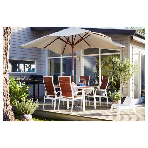 Стол + 4 кресла, для сада ВИНДАЛЬШЁ, белый, коричневая морилка - фото 5