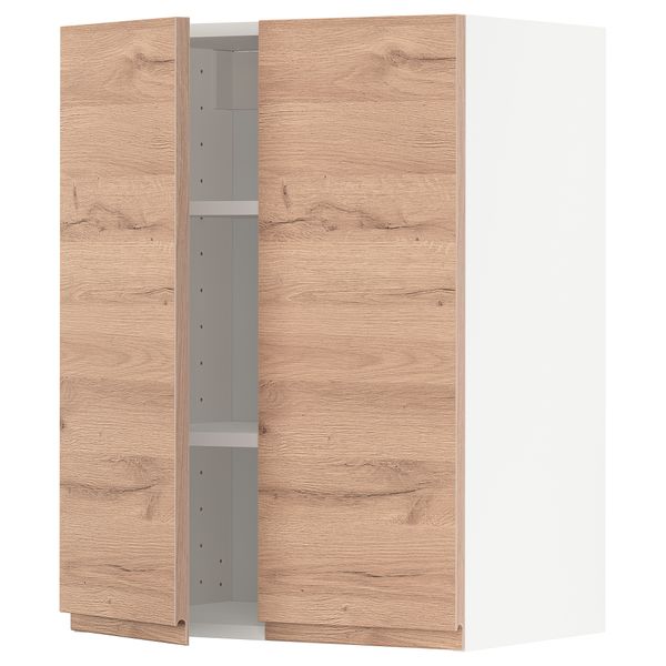 Навесной шкаф с полками, 2 дверцы, 60x80 см, белый, Voxtorp под дуб IKEA METOD МЕТОД 694.671.85 - фото 2