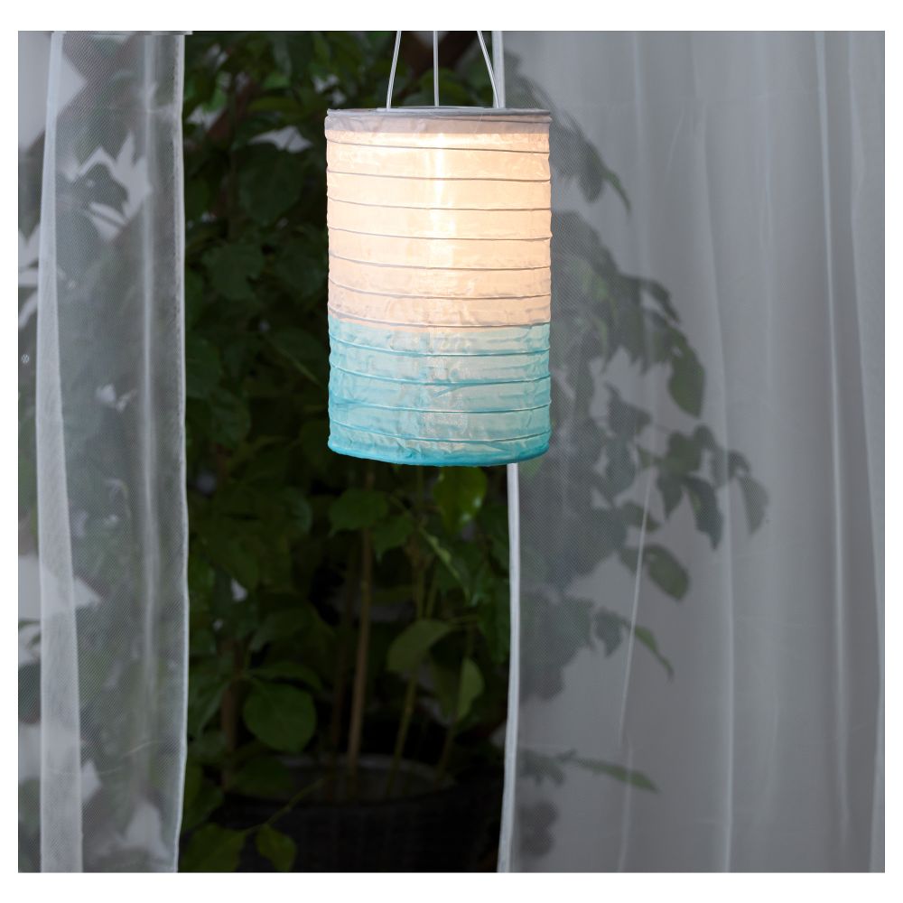 Подвесной светильник на солнечн батарея СОЛВИДЕН, в форме трубки серый, бирюзовый (15 см) - фото 1