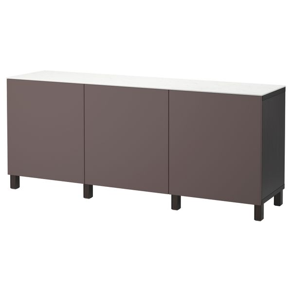 Комбинация для хранения с дверцами БЕСТО, черно-коричневый, Вальвикен темно-коричневый (180x42x74 см) - фото 1