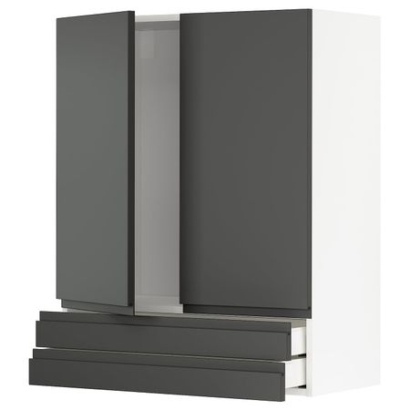Навесной шкаф/2дверцы/2ящика, белый/Воксторп темно-серый 80x100 см IKEA METOD МЕТОД / MAXIMERA МАКСИМЕРА 894.450.41