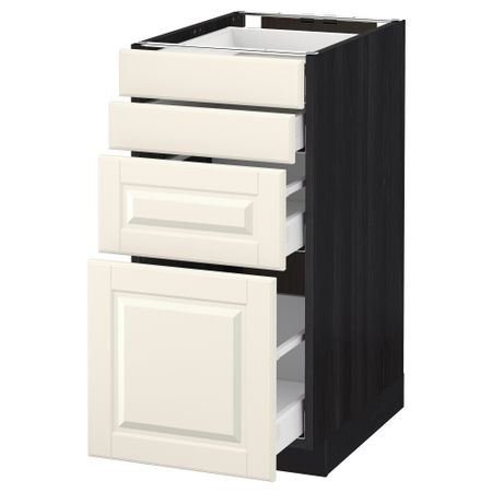 Напольный шкаф 4 фронтальных панели, 4 ящика МЕТОД / МАКСИМЕРА, черный, Будбин белый с оттенком
