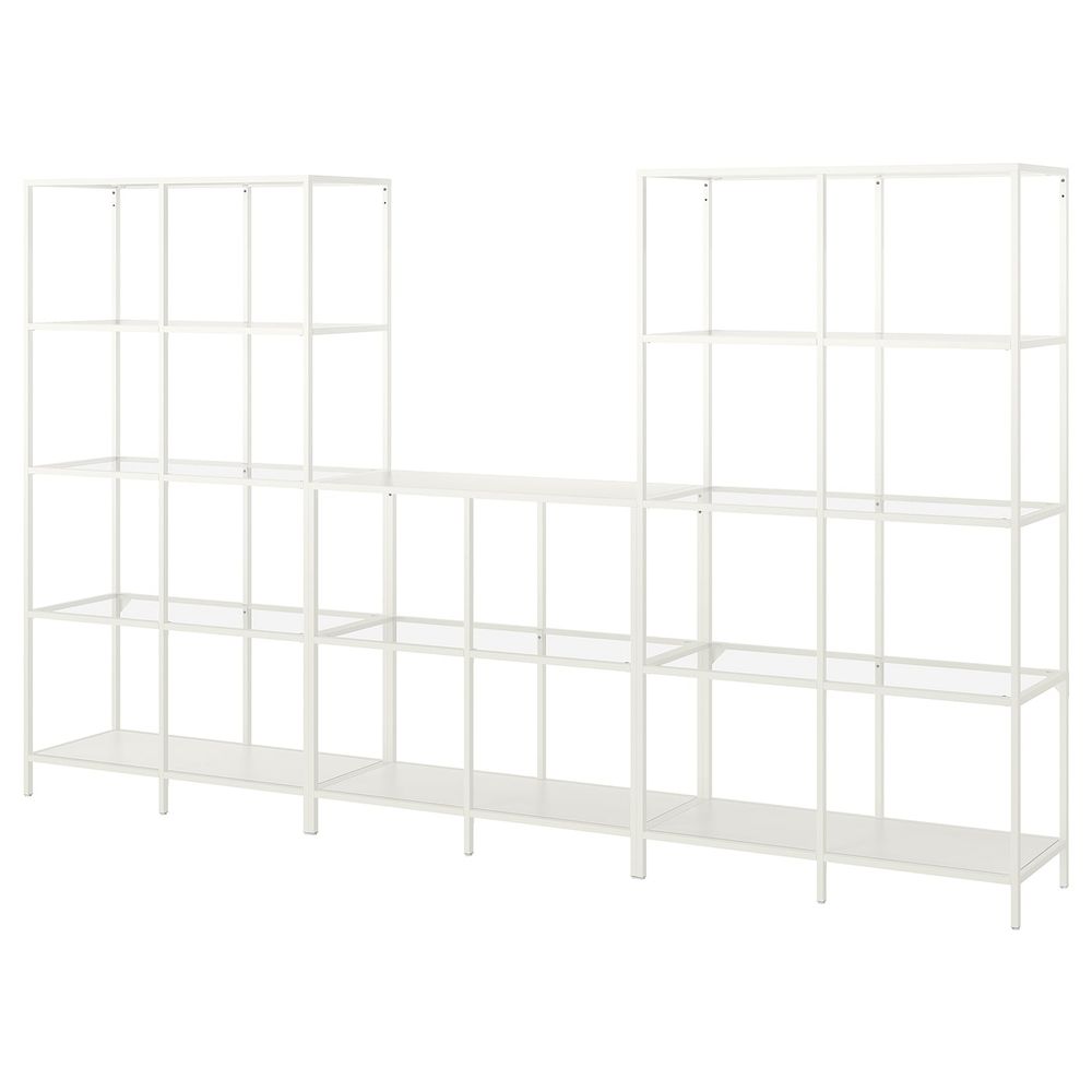 Комбинация для хранения, белый/стекло 300x36x175 см IKEA VITTSJÖ ВИТШЁ 492.945.53 - фото 1