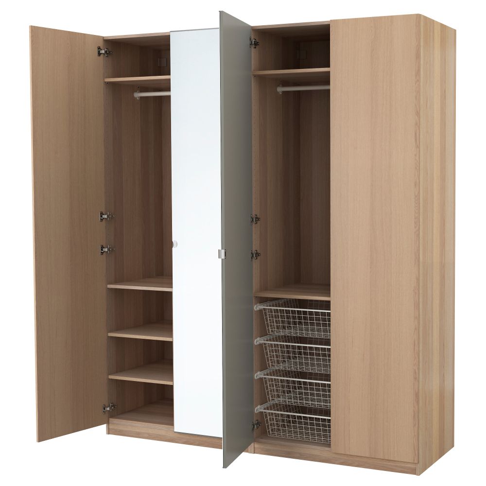 Гардероб ПАКС, под беленый дуб, Нексус Викедаль (200x60x236 см) - фото 1