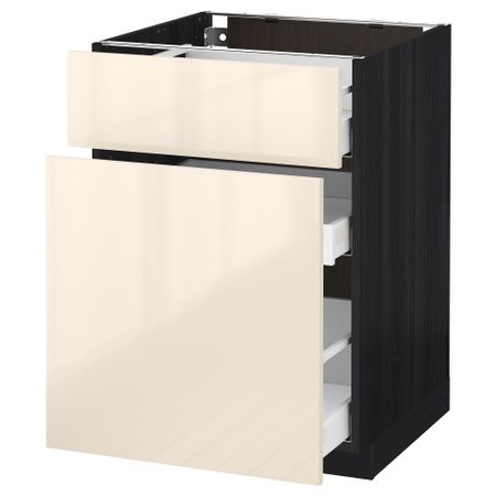 Напольный шкаф, выдвижной секцией, ящик МЕТОД / МАКСИМЕРА, черный, Рингульт кремовый