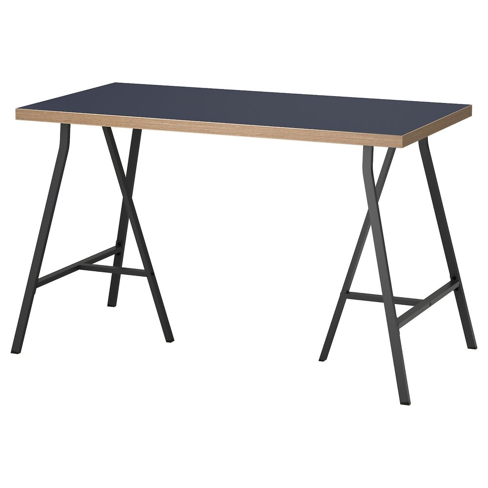 Стол, синий, серый, 120x60 см IKEA ЛИННМОН / ЛЕРБЕРГ 292.793.46 - фото 1