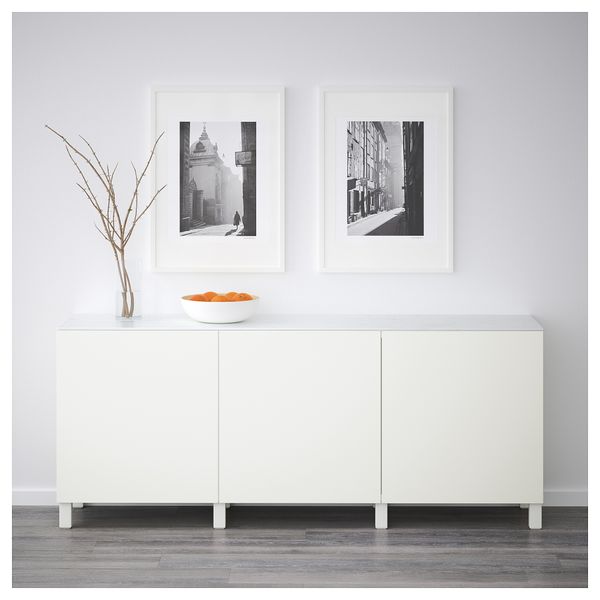 Комбинация для хранения с дверцами БЕСТО, белый, Лаппвикен белый (180x42x74 см) - схема-чертеж с размерами