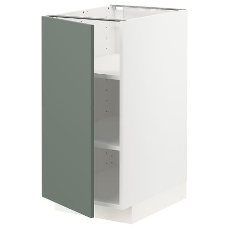Напольный шкаф с полками, белый, Bodarp серо-зеленый, 40x60 см IKEA METOD МЕТОД 394.662.29