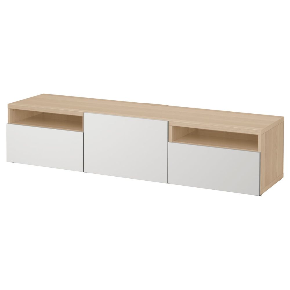 Тумба под ТВ, под беленый дуб/Лаппвикен светло-серый 180x42x39 см IKEA БЕСТО 293.284.41 - фото 1