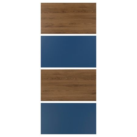 MEHAMN 4 панели д/рамы раздвижной дверцы - под грецкий орех/синий 100x236 см