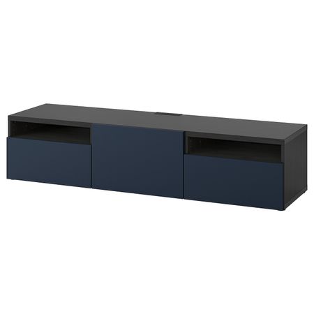 Тумба под ТВ, черно-коричневый/Нотвикен синий 180x42x39 см IKEA BESTÅ БЕСТО 893.283.82