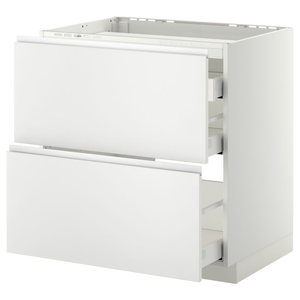 Напольный шкаф, 2 фронтальных панели, 3 ящика МЕТОД / МАКСИМЕРА, белый, Нодста белый - схема-чертеж с размерами