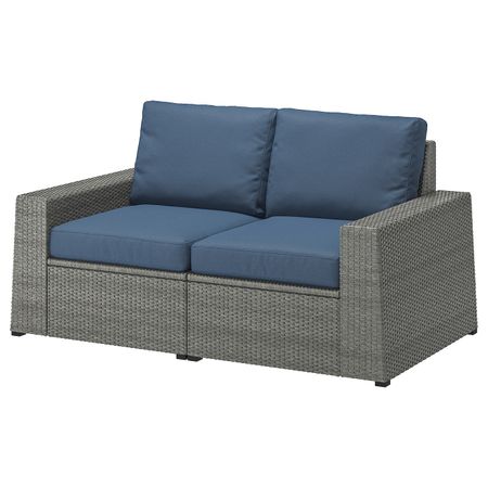 2-местный модульный диван, садовый, темно-серый/ФРЁСЁН/ДУВХОЛЬМЕН синий 161x82x88 см IKEA SOLLERÖN СОЛЛЕРОН 692.877.59