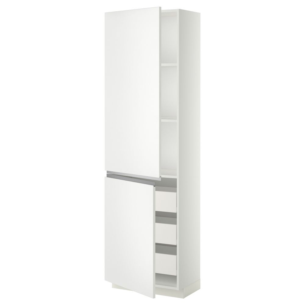 Высокий шкаф + полки, 3 ящика, 2 дверцы МЕТОД / ФОРВАРА, белый, Нодста белый - фото 1