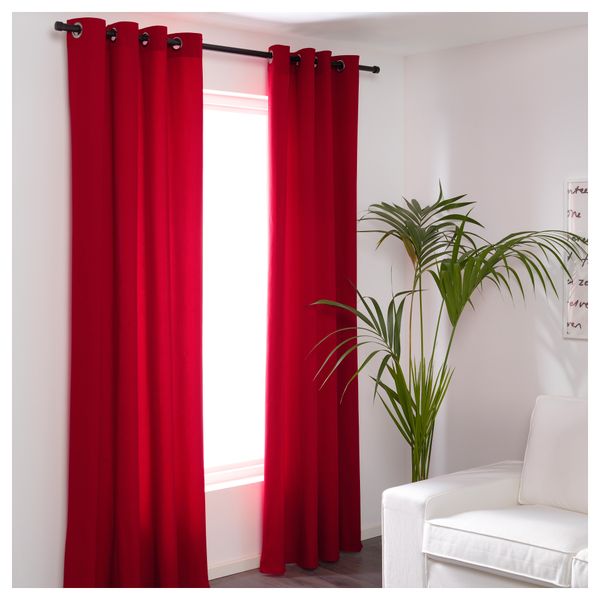 Затемняющие гардины, 1 пара МЕРЕТЕ, красный (145x300 см) - схема-чертеж с размерами