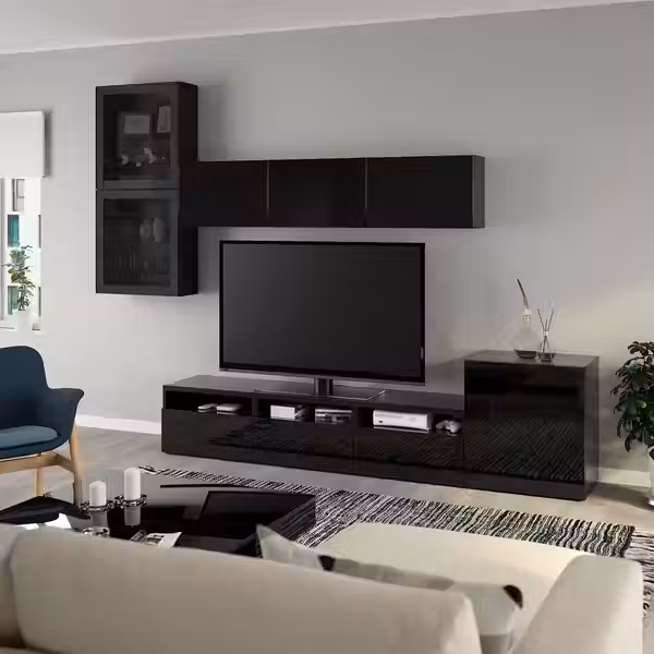 BESTÅ Шкаф для ТВ, комбин/стеклян дверцы - фото 6