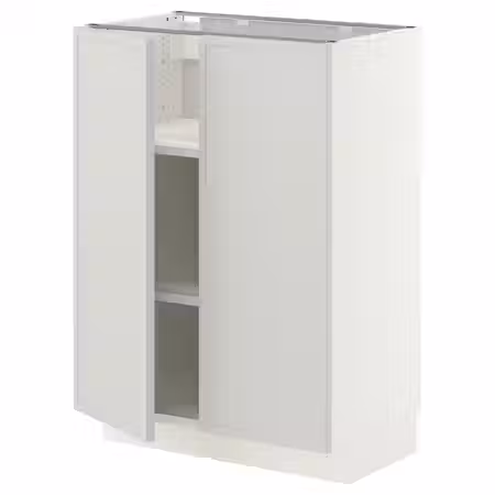 METOD Напольный шкаф с полками/2дверцами - белый/Aspudden светло-серый 60x37 см