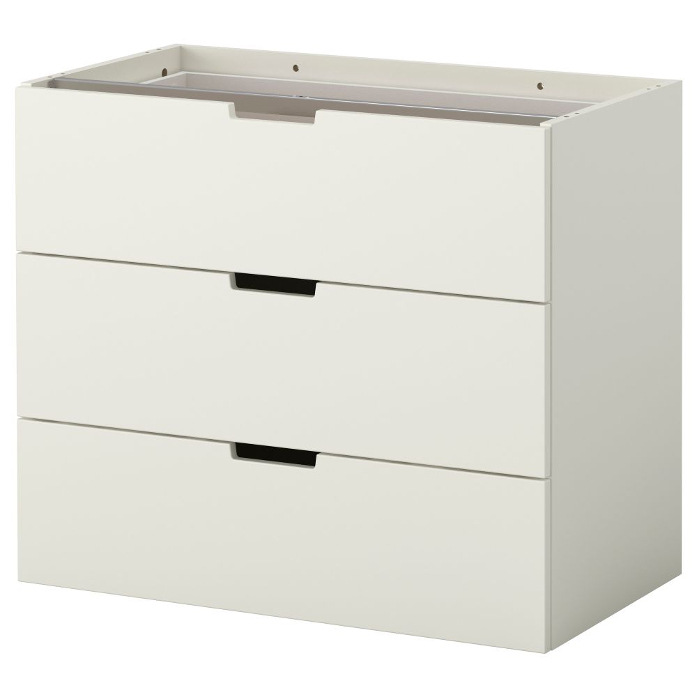 Модульный комод с 3 ящиками НОРДЛИ, белый - схема-чертеж с размерами