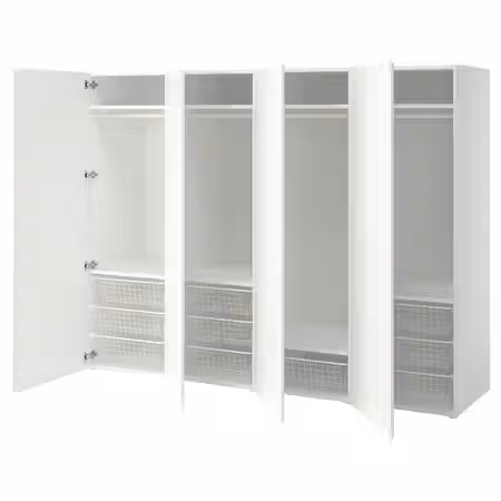 PLATSA Гардероб 4-дверный - белый/Fonnes белый 240x57x181 см