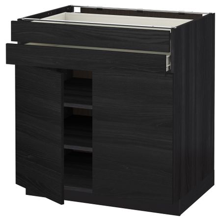 Напольный шкаф, 2 дверцы, 2 ящика МЕТОД / ФОРВАРА, черный, Тингсрид черный (80x60 см)