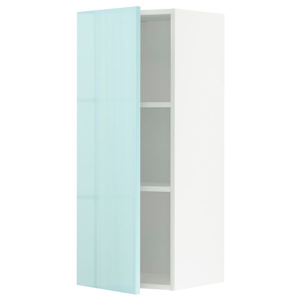 Навесной шкаф с полками, 40x100 см, белый Järsta, глянцевый светлая бирюза IKEA METOD МЕТОД 794.581.09 - фото 1