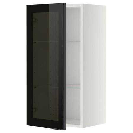 Навесной шкаф/полки/стеклян дверца, белый/Ютис дымчатое стекло 40x80 см IKEA METOD МЕТОД 094.460.73