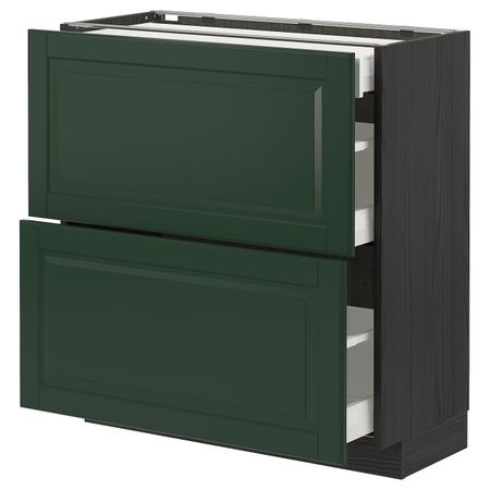Напольный шкаф/2фасада/3ящика, черный/Будбин темно-зеленый 80x37 см IKEA МЕТОД / МАКСИМЕРА 393.145.75
