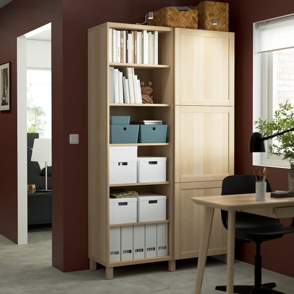 Комбинация для хранения с дверцами, под беленый дуб/ХАНВИКЕН/СТУББАРП под беленый дуб 120x42x202 см IKEA BESTÅ БЕСТО 394.358.36 - фото 3