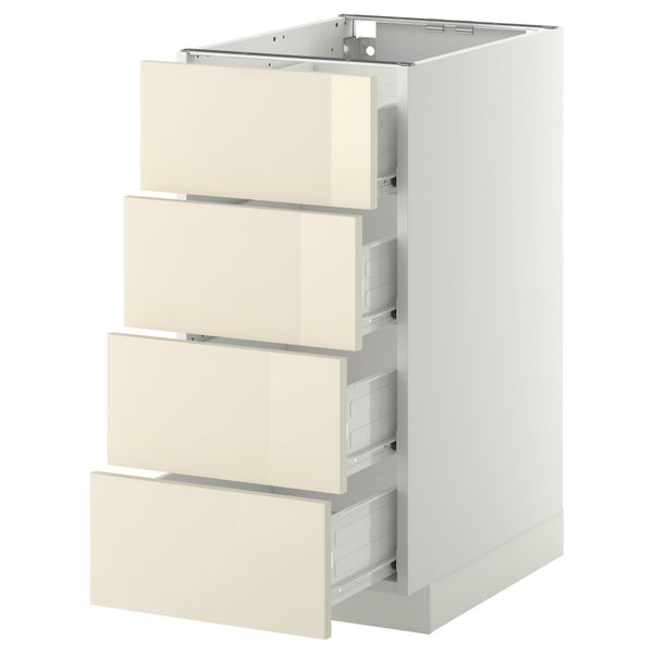 Напольный шкаф 4 фронтальных панели, 4 ящика МЕТОД / ФОРВАРА, белый, Рингульт кремовый - схема-чертеж с размерами