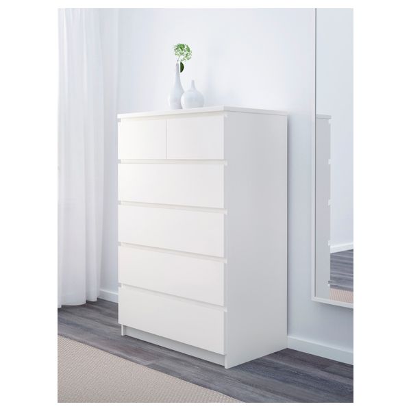 Комод с 6 ящиками, белый 80x123 см IKEA MALM МАЛЬМ 103.685.97 - фото 2