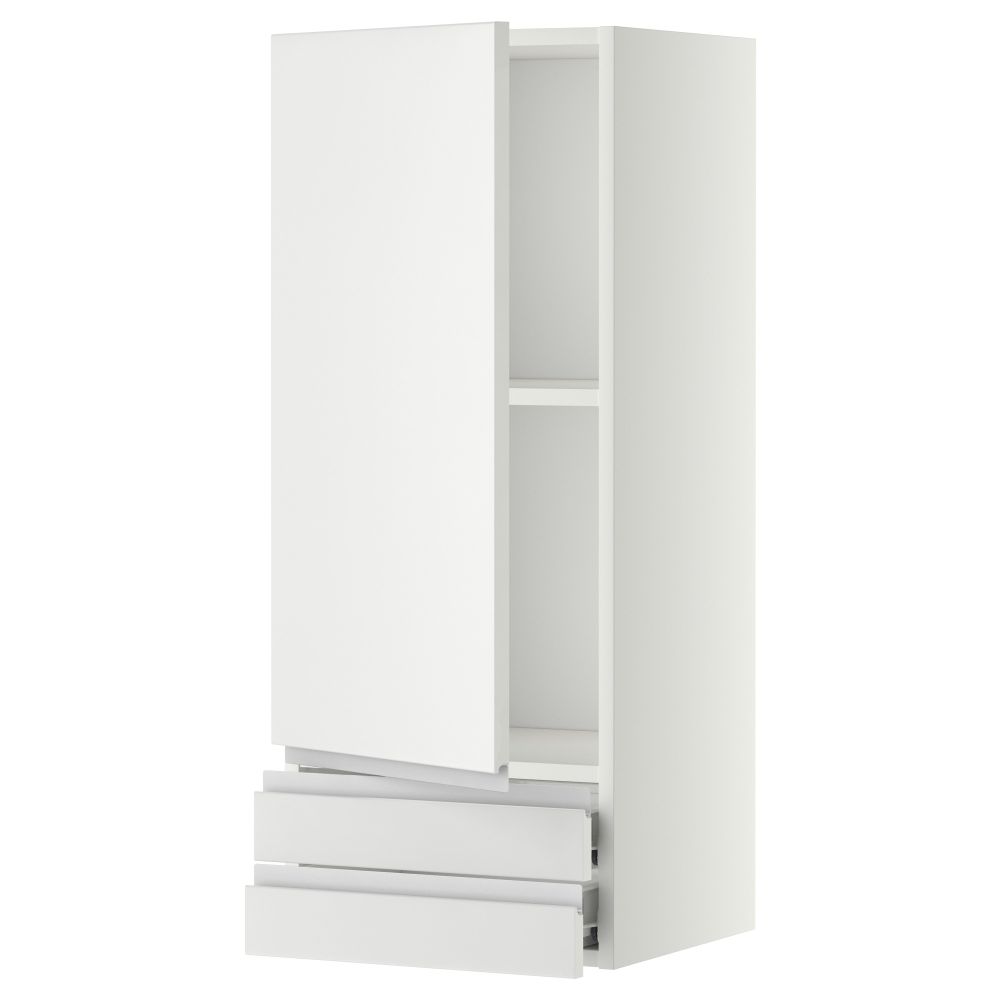 Навесной шкаф с дверцей, 2 ящика МЕТОД / ФОРВАРА, белый, Нодста белый - фото 1