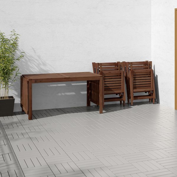 Стол + 4 кресла, для/сада, коричневая морилка/Холло черный IKEA ÄPPLARÖ ЭПЛАРО 392.289.45 - фото 5