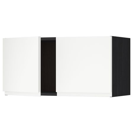 Навесной шкаф с 2 дверями МЕТОД, черный, Воксторп белый (80x40 см)