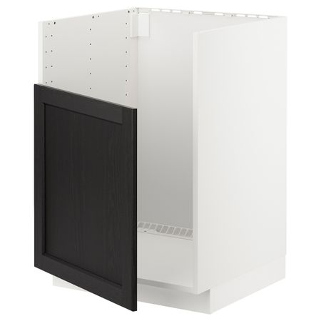 Шкаф под мойку БРЕДШЁН, белый/Лерхюттан черная морилка 60x60 см IKEA METOD МЕТОД 894.445.22