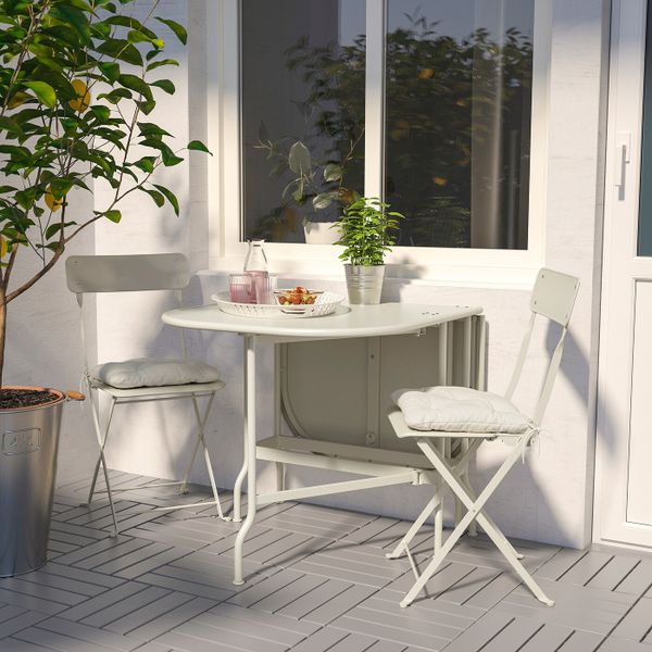 Стол + 2 складных стула,д/сада, бежевый/Куддарна бежевый IKEA САЛЬТХОЛЬМЕН 192.863.14 - фото 2