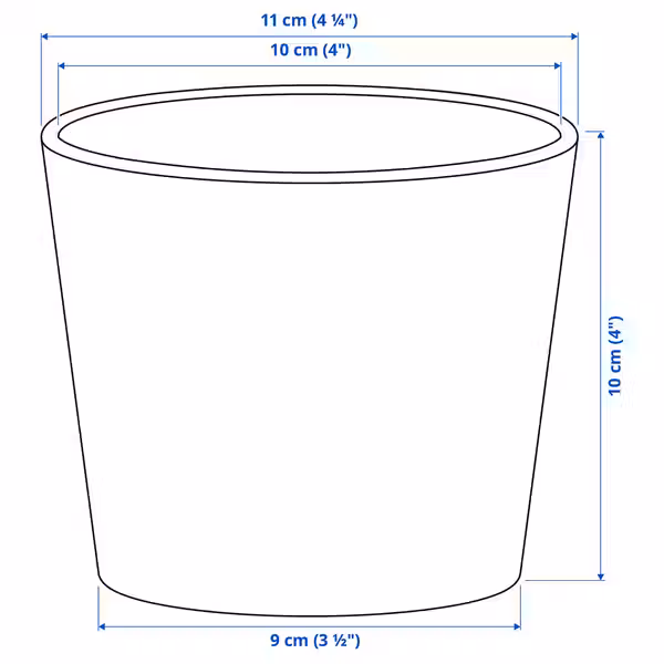 SOJABÖNA СОЙАБОНА Кашпо - светло-зеленый 9 см - схема-чертеж с размерами